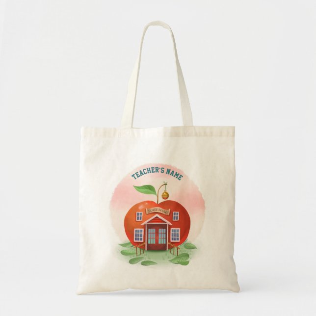 Lehrer Apple Schoolhouse Buchtasche Tragetasche (Vorne)