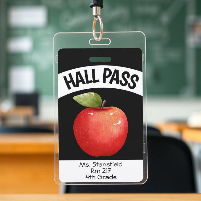 Lehrer Apple Student Klasse Bad Hall Pass Ausweis (Teacher Apple Student Class Bathroom Hall Pass Badge
)