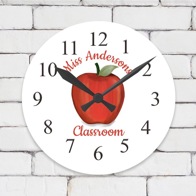 Lehrer Apple Whimsical School Klasse Runde Wanduhr (Custom classroom apple clock )