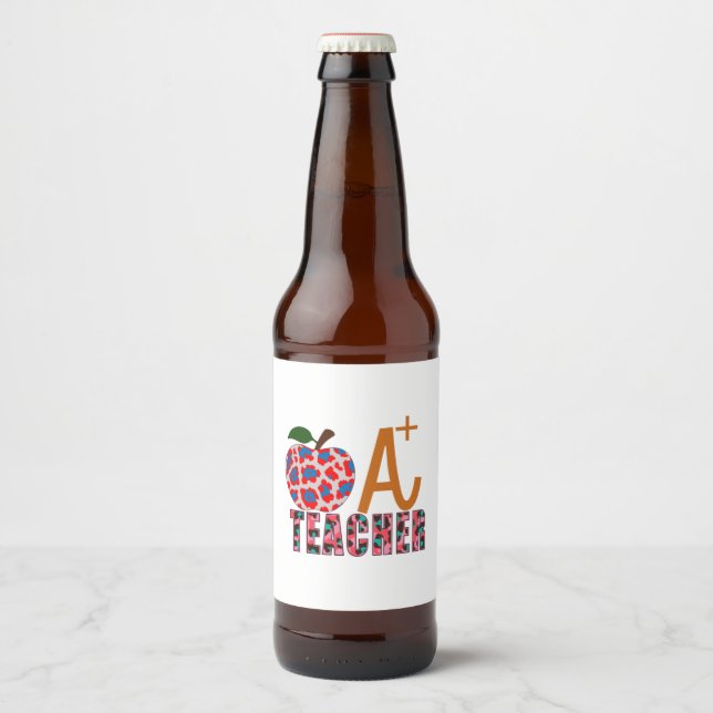 Lehrer Art Apple A Plus Lehrer Bierflaschenetikett (Vorderseite)