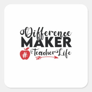 Lehrer Art Differenzial Maker Teacher Life Quadratischer Aufkleber