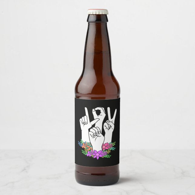 Lehrer ASL Handzeichen Bierflaschenetikett (Vorderseite)