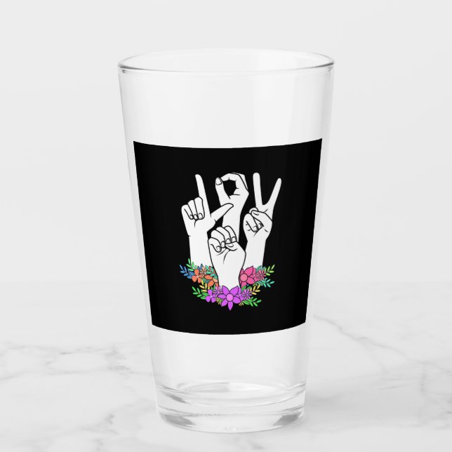 Lehrer ASL Handzeichen Glas (Vorderseite)