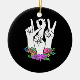 Lehrer ASL Handzeichen Keramik Ornament