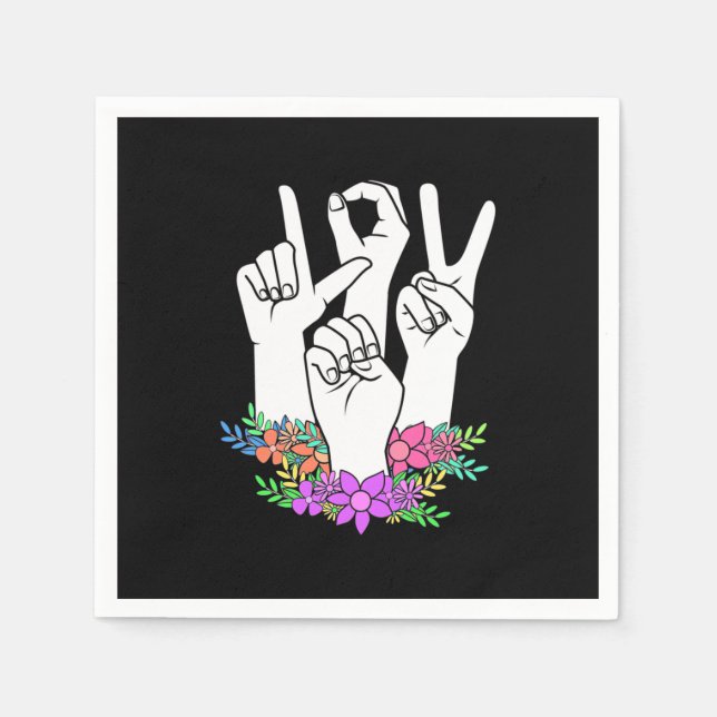 Lehrer ASL Handzeichen Serviette (Vorderseite)