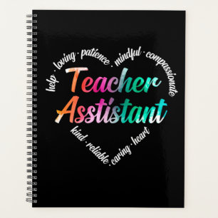Lehrer Assistant Heart Word Cloud Watercolor Planer