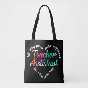 Lehrer Assistant Heart Word Cloud Watercolor Tasche