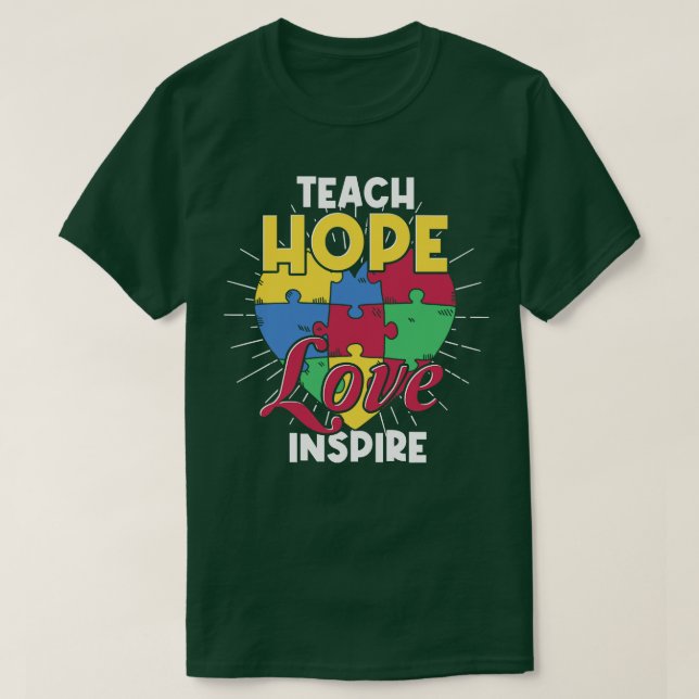 Lehrer Autismus Unterstützung Puzzle Piece Herz Au T-Shirt (Design vorne)