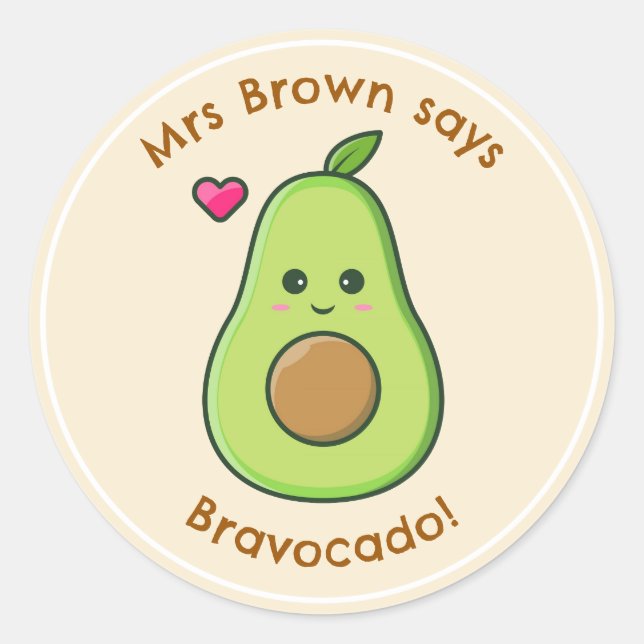 Lehrer belohnen Sticker Personalisiert Avocado Puf (Vorderseite)