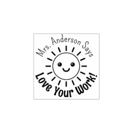 Lehrer Benutzerdefinierter Name Süß Kawaii Sonne L Gummistempel