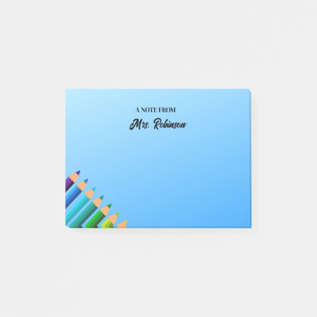 Lehrer Bewertung Rainbow Pencil Notepad Post-it Klebezettel (Vorderseite)
