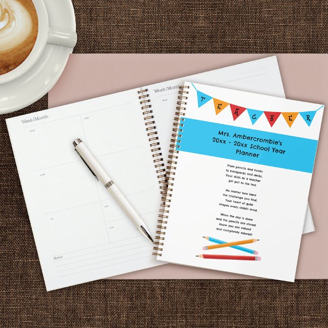 Lehrer Bewertung Red Yellow Blue Pencils Planer (Teacher appreciation planner)