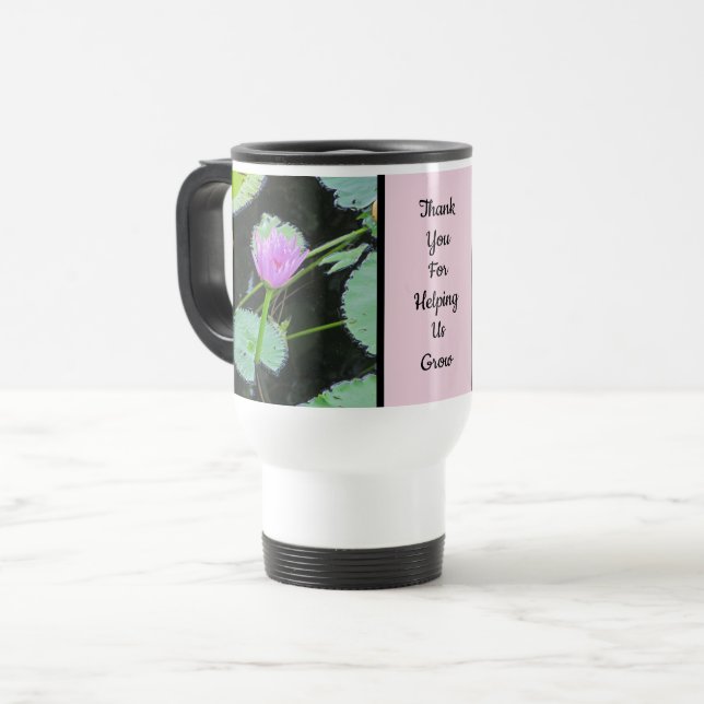 Lehrer Bewertung Woche Wasser Lily Pink Blume Reisebecher (Vorderseite Links)