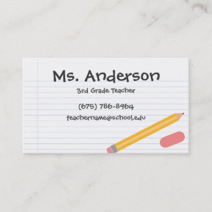 Lehrer-Bleistift-Visitenkarte Visitenkarte