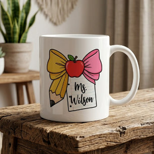 Lehrer Bogen Bleistift Bogen Zurück zur Schule Per Kaffeetasse