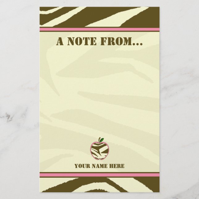 Lehrer-Briefpapier - Brownzebra-Druck Apple Briefpapier (Vorderseite)
