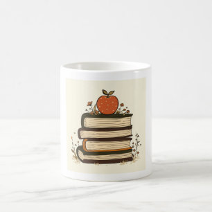 Lehrer Buchstapel Apfeltasse Kaffeetasse