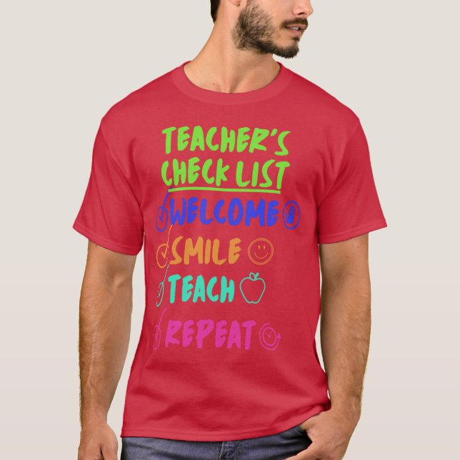 LEHRER CHECKLISTE lustig T-Shirt (Vorderseite)