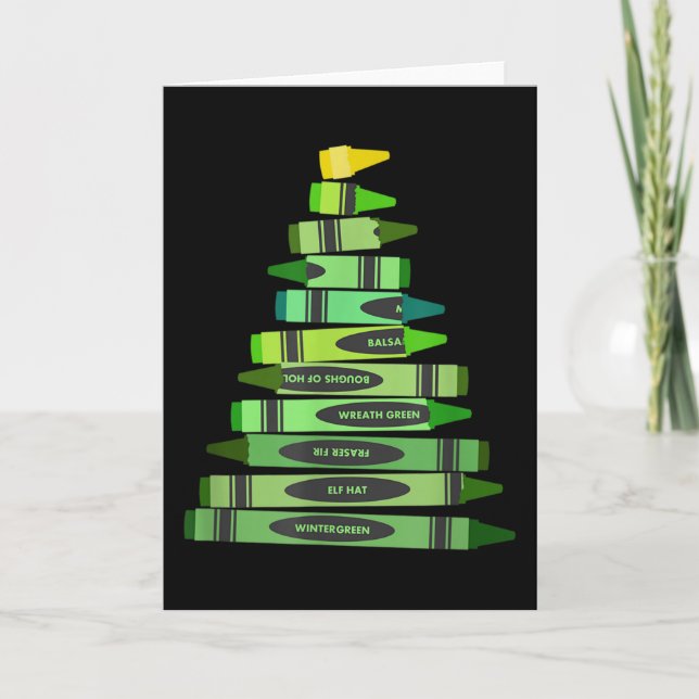 Lehrer Christmas Gif Crayon Tree Karte (Vorderseite)