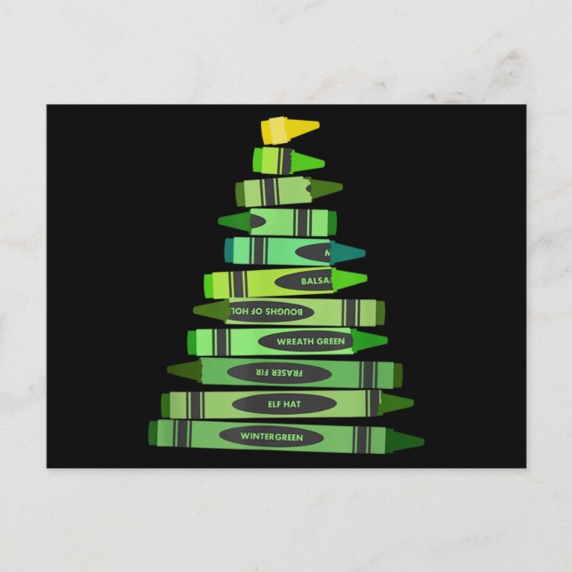 Lehrer Christmas Gif Crayon Tree Postkarte (Vorderseite)
