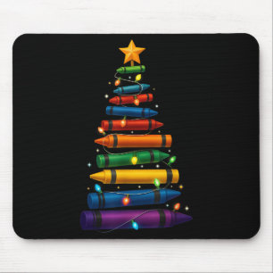 Lehrer Crayon Christmas Tree Lights Student Schoo Mousepad