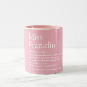 Lehrer-Dankbarkeits-Definition Rosa Modern Zweifarbige Tasse