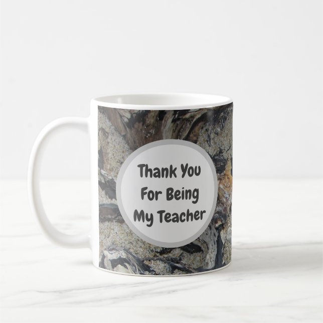 Lehrer Danke Driftwood Woodgrain Foto Nature Kaffeetasse (Links)