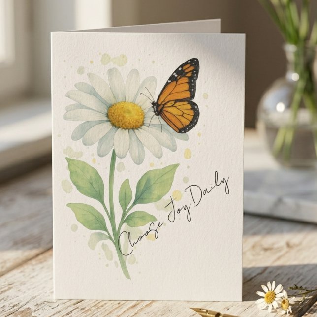 Lehrer Danke Monarch-Schmetterling Botanisch (Monarch butterfly and daisy "Choose Joy" card for a teacher — sweet graduation gift idea for her)