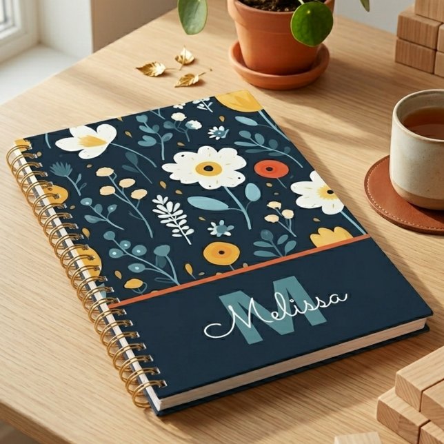 Lehrer Dankeschön Dunkle Botanische Blumen Planer (Modern wildflower boho cottagecore daily planner)