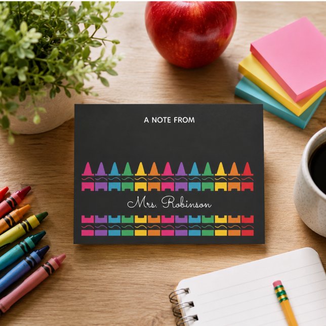 Lehrer-Dankeschön-Regenbogen-Buntstift  Post-it Klebezettel (Teacher Appreciation Rainbow Crayon Post-it Notes)