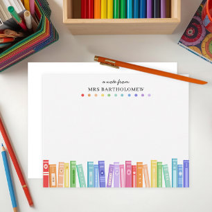 Lehrer Dankeschön Regenbogen-Farbige Bücher Maßges Mitteilungskarte