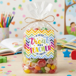 Lehrer-Dankeschön-Süßigkeit Chevron Quadratischer Aufkleber