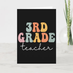 Lehrer der 3. Klasse Retro Groovy Vintage Erster T Karte