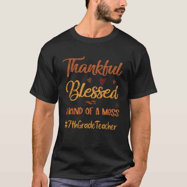 Lehrer der 7. Klasse Dankbarer gesegneter Erntedan T-Shirt (Vorderseite)