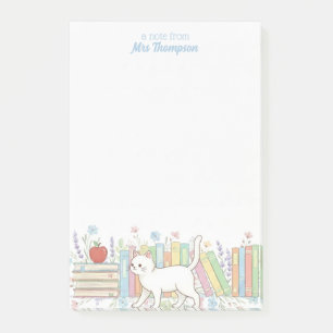 Lehrer, der Bücher & Katzen liebt Personalisiert Post-it Klebezettel