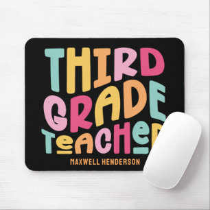 Lehrer der dritten Klasse Farbiger Text Mousepad