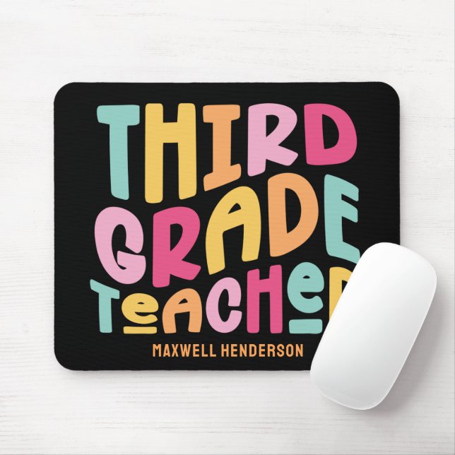 Lehrer der dritten Klasse Farbiger Text Mousepad (Mit Mouse)
