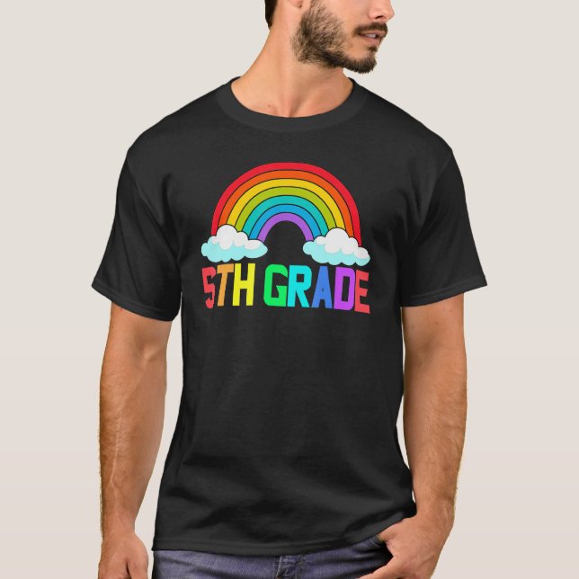 Lehrer der fünften Klasse Leopard Regenbogen 5. Kl T-Shirt (Vorderseite)