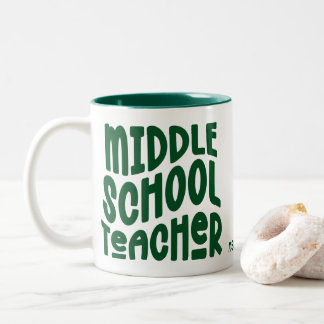 Lehrer der Mittelstufe Green Typography Design Zweifarbige Tasse
