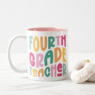Lehrer der vierten Klasse Bunter Text Zweifarbige Tasse