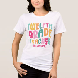 Lehrer der zwölften Klasse Bunter Text Tri-Blend Shirt