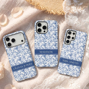 Lehrer   Elegante blaue Chinoiserie-Monogramm-Brau Samsung Galaxy Hülle