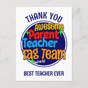 Lehrer Eltern TAG TEAM Postkarte