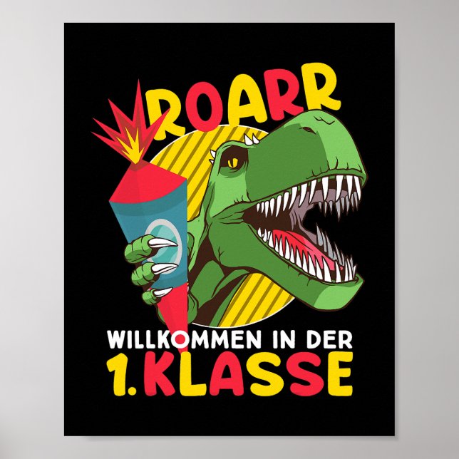 Lehrer Erster Tag der Schule Dinosaurier Willkomme Poster (Vorne)