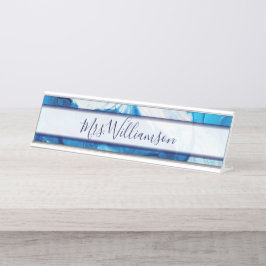 Lehrer Erzieher Beruflich Blauer Marmor Schreibtischnamensplakette