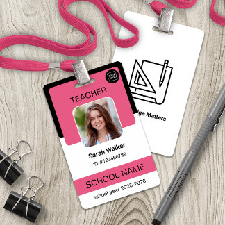 Lehrer-Fotoausweis – Schulpersonal - Rosa Ausweis