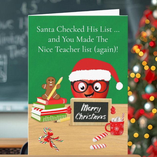Lehrer frohe Weihnachten Niedlich Apple auf dem Sc Karte (Von Creator hochgeladen)