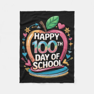 Lehrer Froher 100. Schultag Mathe Apfel Rahmen Fleecedecke