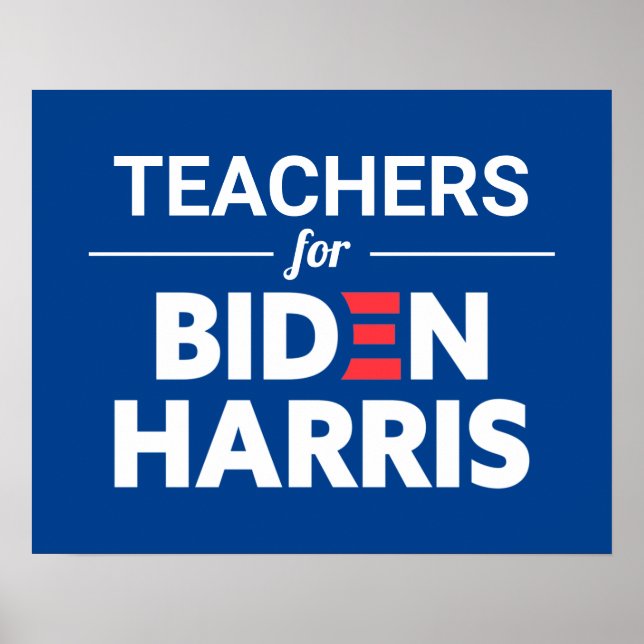 Lehrer für Biden Harris Custom Text Blue Poster (Vorne)