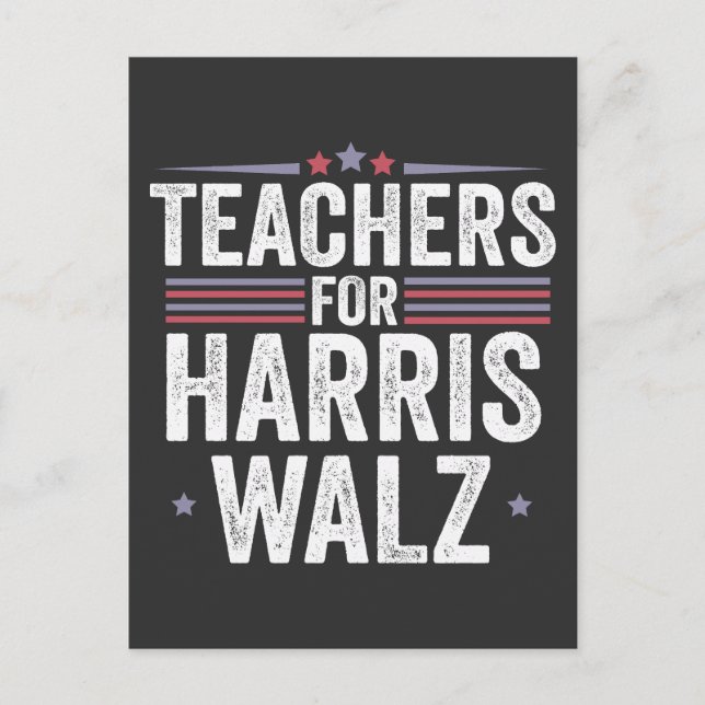 Lehrer für Harris Walz 2024 Wahl Kamala Tim Ankündigungspostkarte (Vorderseite)